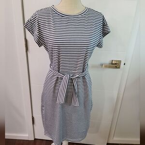 Metokeety Striped Belted Mini Dress Size M